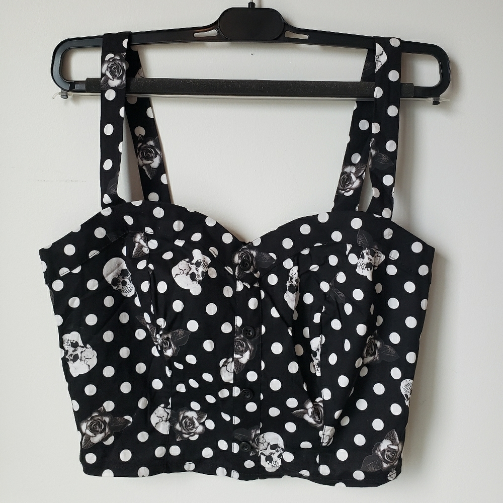 Polka Dot Skull Crop Top